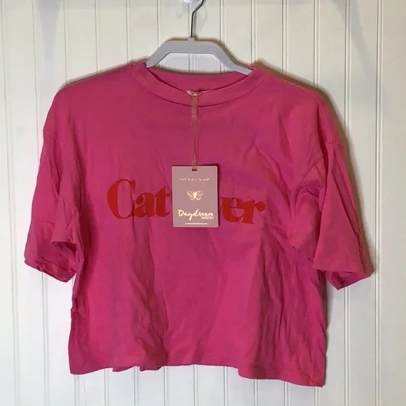 💖 Daydream Nation | Cat Lover Hot Pink Cropped T-Shirt Medium - Picture 6 of 8